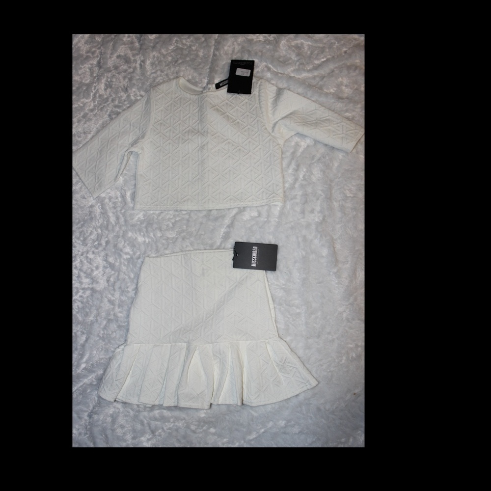 NEW! White Misguided skirt and top set